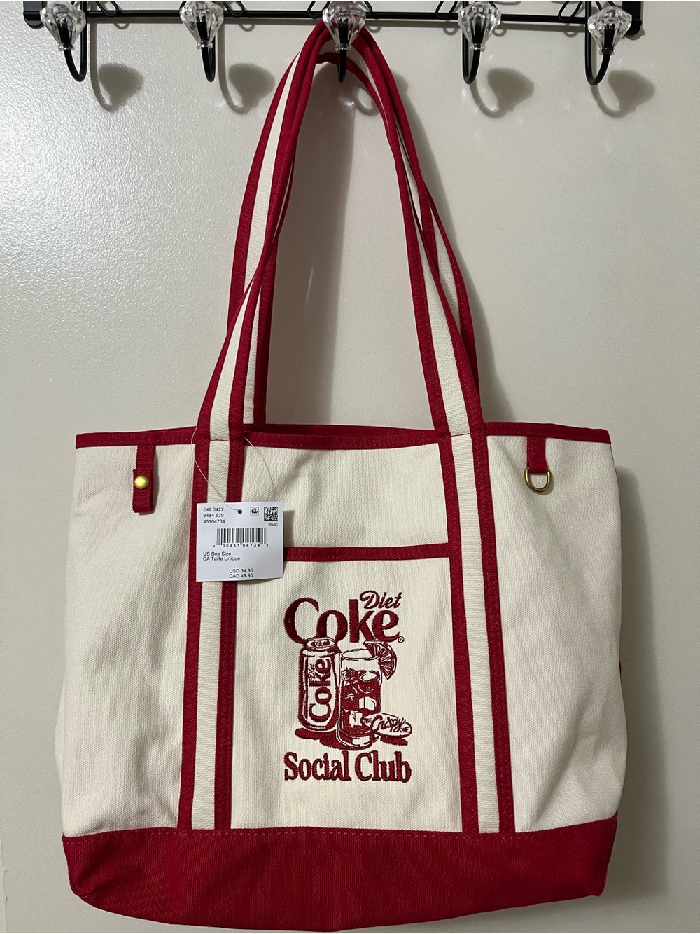Diet Coke Social Club Red & Cream Canvas Tote Bag